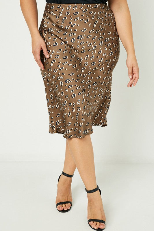 CURVY Emani Leopard Midi Skirt