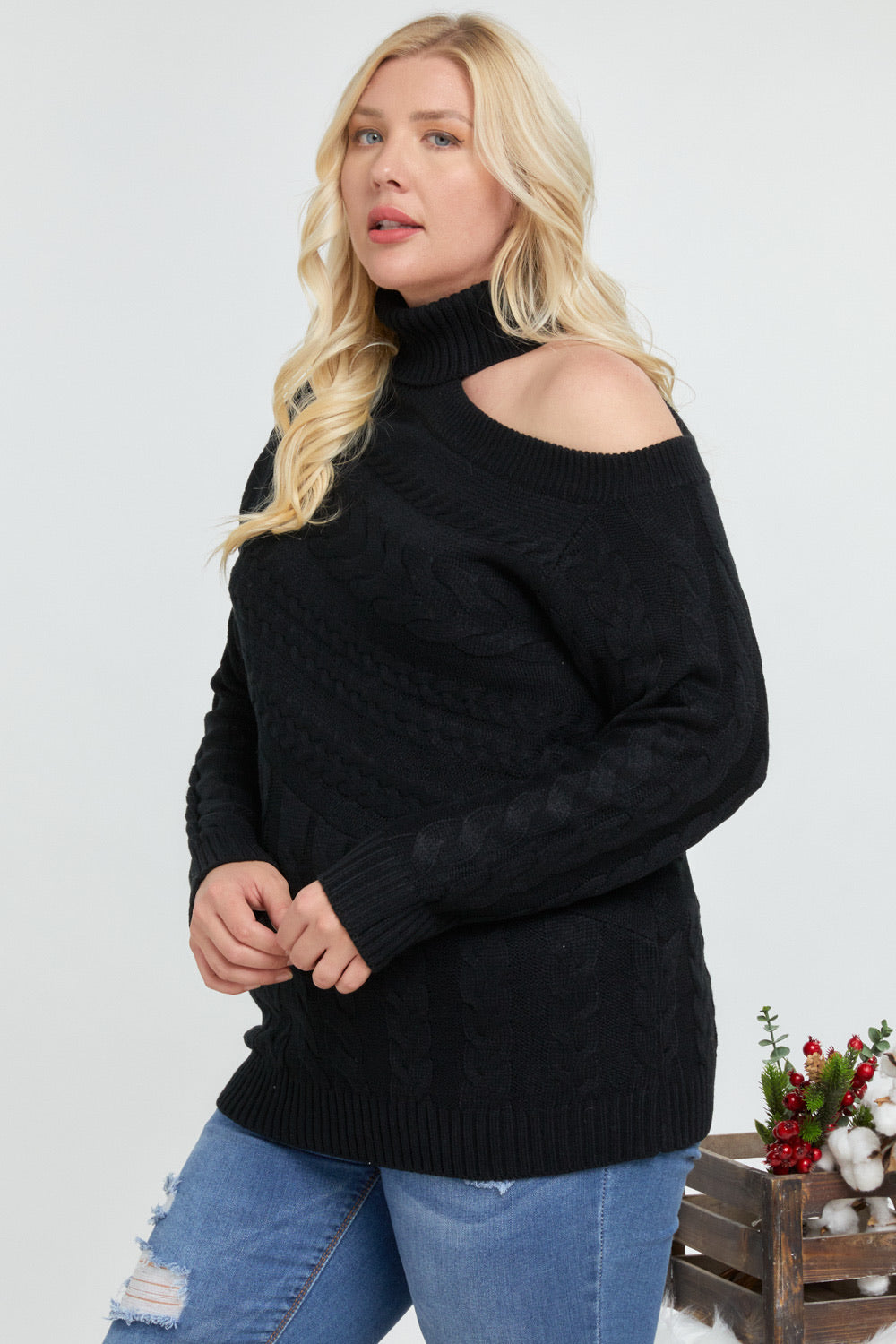 CURVY Nicole Black Cutout Sweater